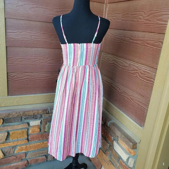 NWT TEEZE ME Pink Striped Spaghetti Strap Sweetheart Neckline Midi Dress Juniors - Picture 5 of 11
